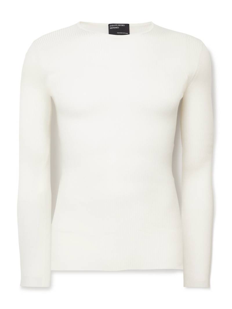 Enfants Riches Déprimés - Logo-Embroidered Ribbed Silk and Cashmere-Blend Sweater - Men - White - XL von Enfants Riches Déprimés