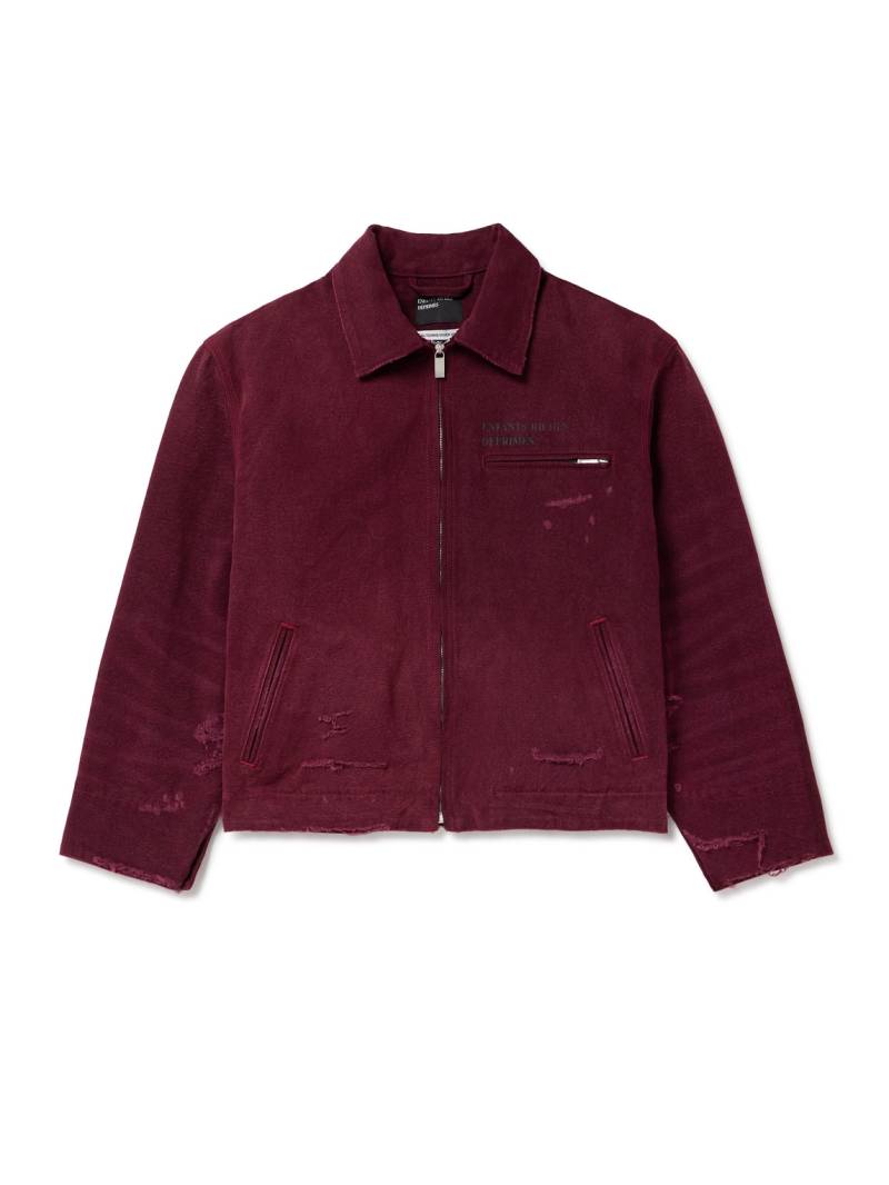 Enfants Riches Déprimés - Logo-Print Distressed Cotton-Canvas Chore Jacket - Men - Burgundy - XXL von Enfants Riches Déprimés