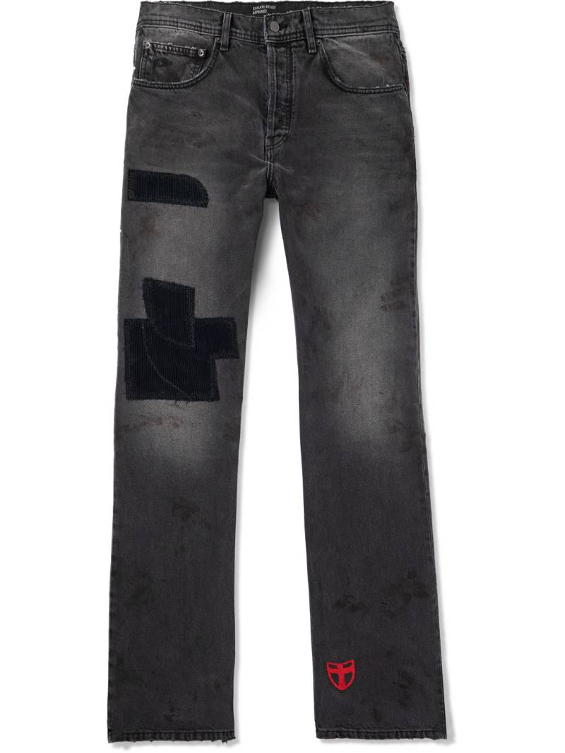 Enfants Riches Déprimés - Patchwork Slim-Fit Flared Corduroy-Appliquéd Embroidered Distressed Jeans - Men - Black - UK/US 30 von Enfants Riches Déprimés