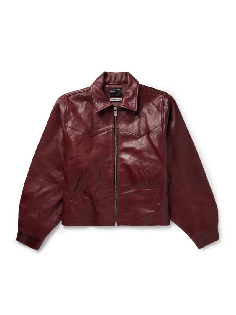 Enfants Riches Déprimés - Principe de L'Amour Cropped Embroidered Leather Jacket - Men - Burgundy - M von Enfants Riches Déprimés
