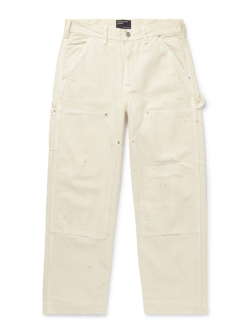 Enfants Riches Déprimés - Straight-Leg Distressed Panelled Herringbone Denim Trousers - Men - Neutrals - UK/US 31 von Enfants Riches Déprimés