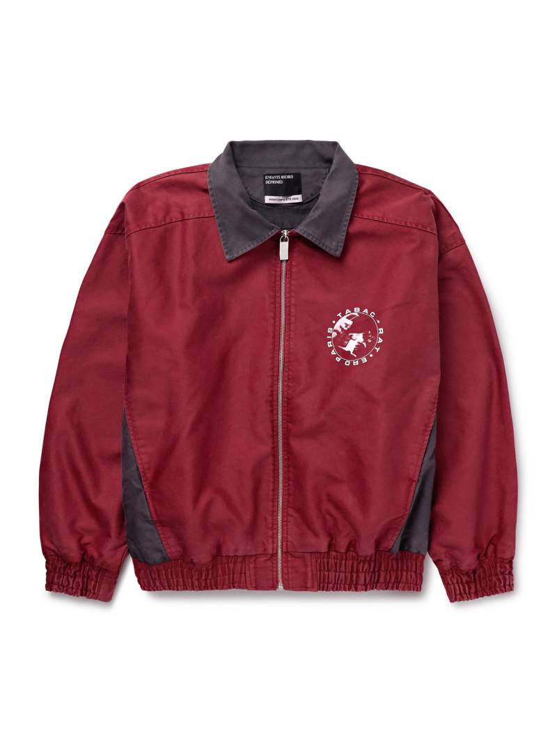 Enfants Riches Déprimés - Tabac Rat Logo-Print Colour-Block Cotton-Moleskin Track Jacket - Men - Red - XXL von Enfants Riches Déprimés