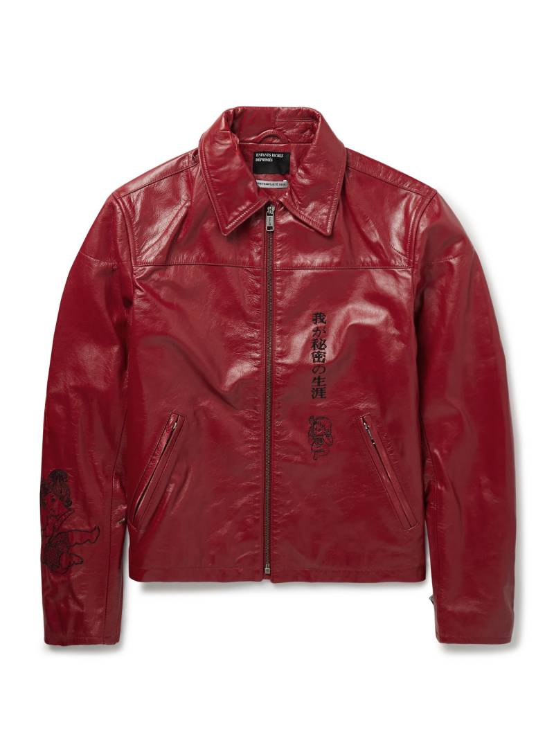 Enfants Riches Déprimés - The Bully Distressed Embroidered Tumbled-Leather Jacket - Men - Red - M von Enfants Riches Déprimés
