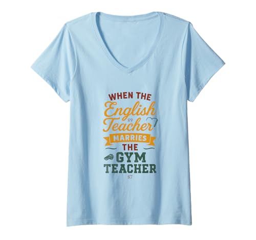 Damen Wenn die Sportlehrerin heiratet Die Sportlehrerin Mädchen Damen T-Shirt mit V-Ausschnitt Damen Wenn die Sportlehrerin heiratet Die Sportlehrerin Mädchen Damen T-Shirt mit V-Ausschnitt von Engagement Announcement 87 89 Love Apparel