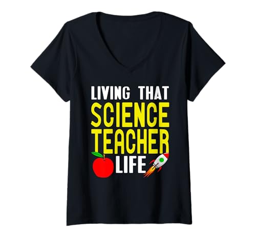 Damen Wissenschaftslehrkraft mit Herz und Enthusiasmus T-Shirt mit V-Ausschnitt von Engagierte Lehrkräfte Naturwissenschaften