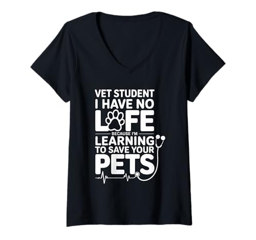 Damen Vet Student Learning to Save Pets No Life Left - T-Shirt mit V-Ausschnitt Damen Vet Student Learning to Save Pets No Life Left - T-Shirt mit V-Ausschnitt von Engagierte Tierarztpassion
