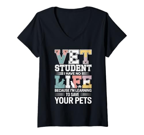 Damen Vet Student Learning to Save Pets No Life Left T-Shirt mit V-Ausschnitt von Engagierte Tierarztpassion