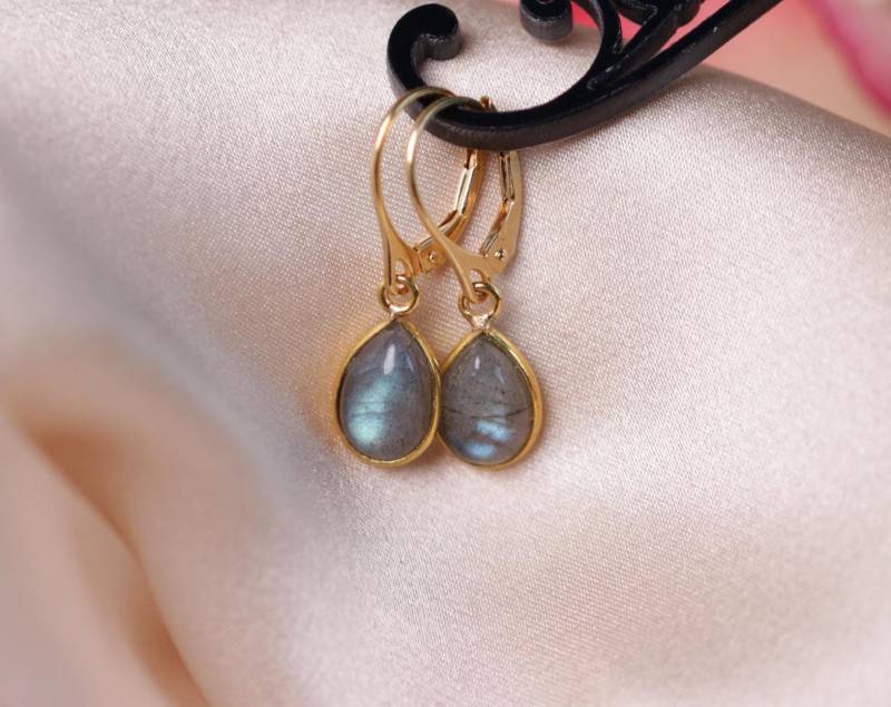 Gold Filled Ohrringe, Edelstein Labradorit Ohrringe Brautohrringe von Engalinia