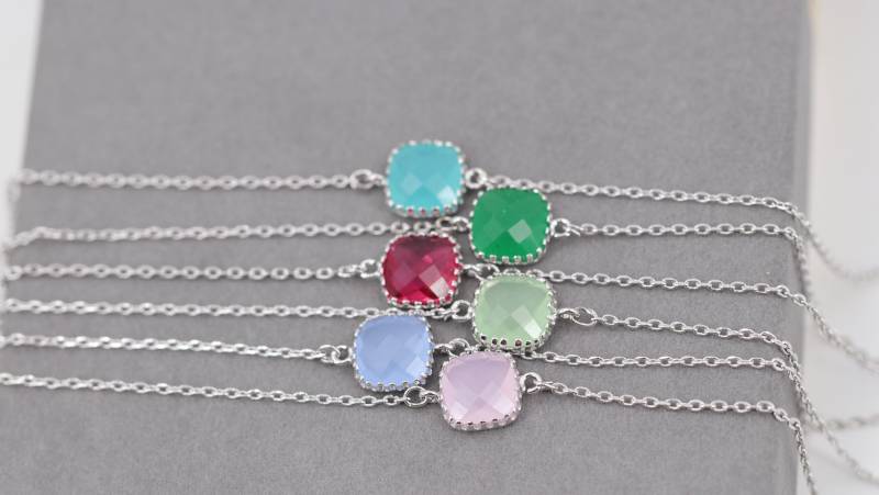 Silber Bracelet Mit Kristall Anhänger, Zartes Armkettchen Anhänger von Engalinia