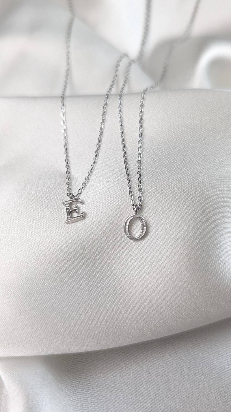 Silber Kette Mit Buchstabe, Halsskette Buchstabe Silber Kette Mit Buchstabe, Halsskette Buchstabe von Engalinia