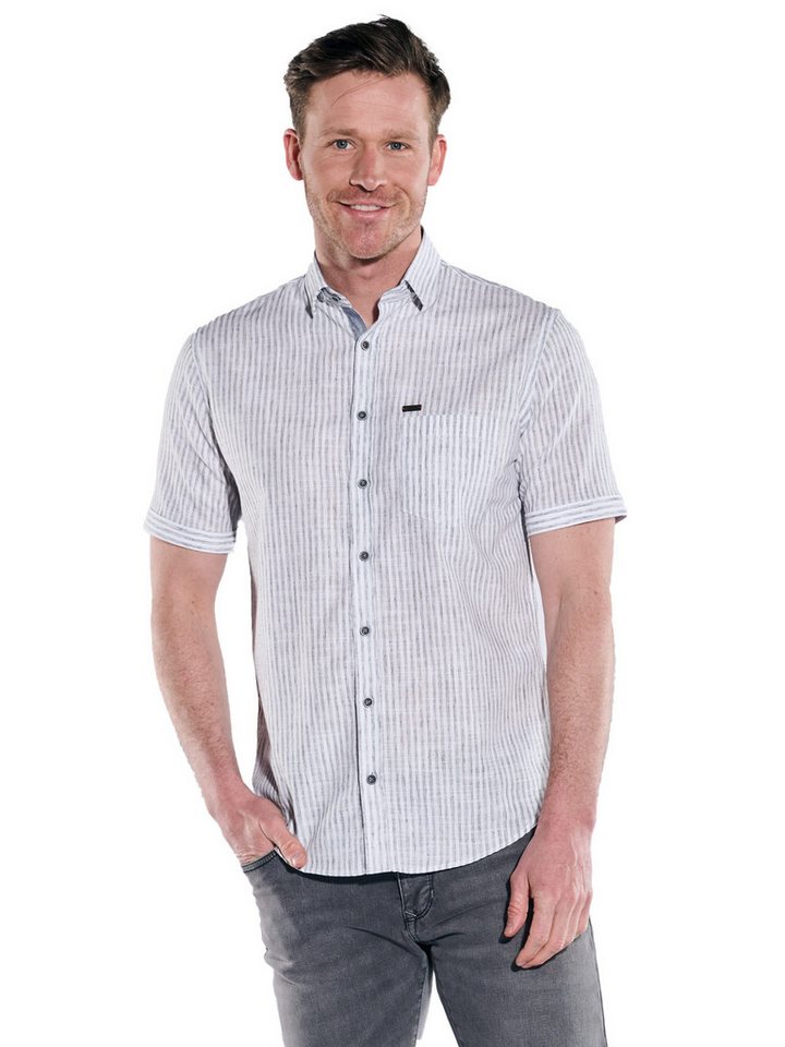 Engbers Kurzarmhemd engbers Herren Kurzarm-Hemd mit Leinenanteil, Anthrazit von Engbers