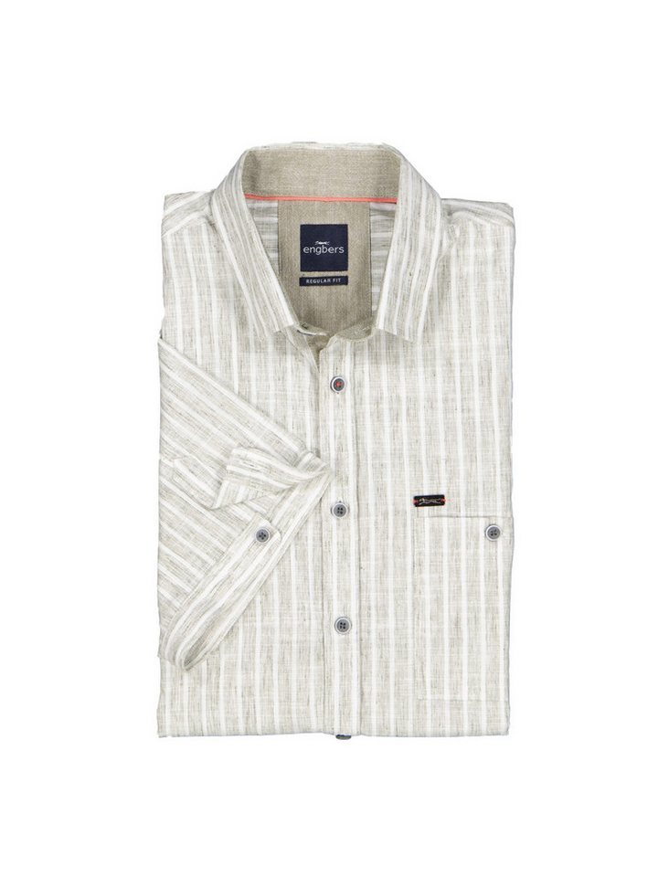 Engbers Kurzarmhemd engbers Herren Kurzarm-Hemd mit Leinenanteil, Oliv von Engbers