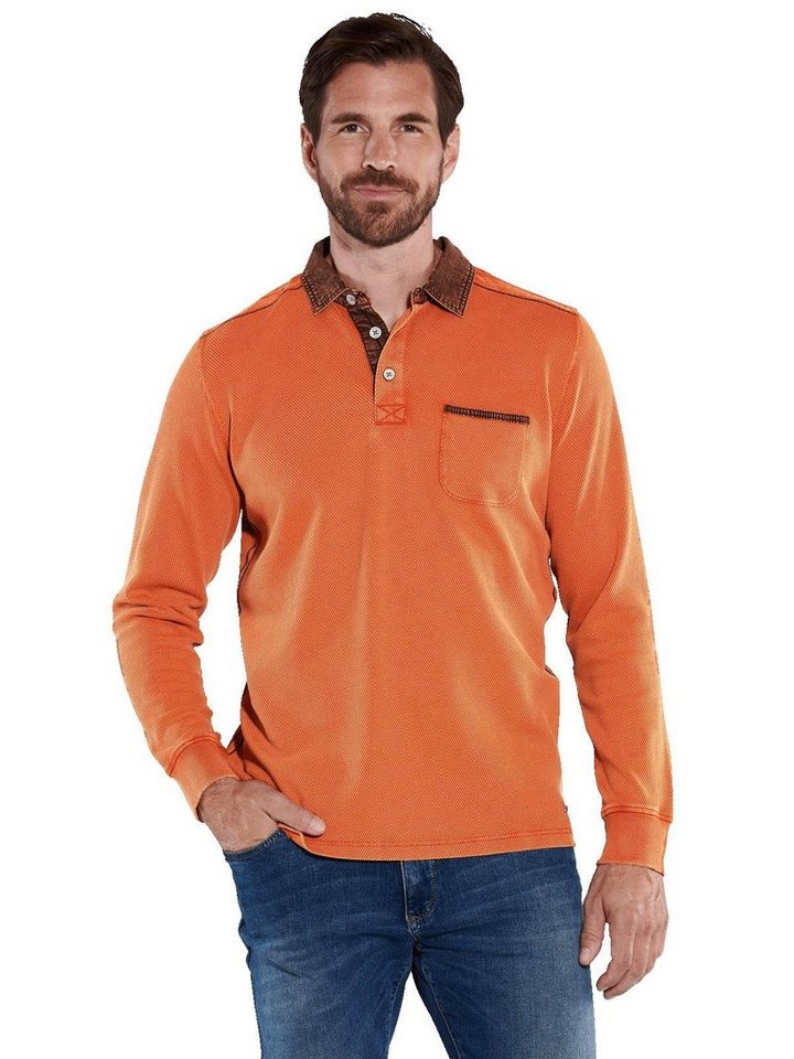 Engbers Langarm-Poloshirt engbers Herren Polo-Shirt uni, Dunkelorange von Engbers