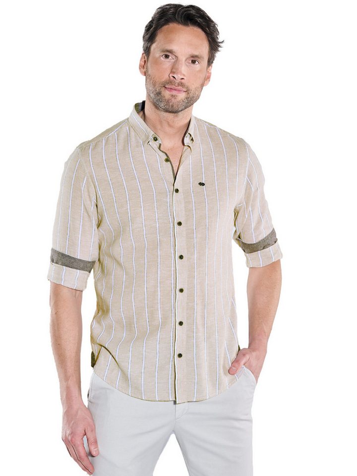 Engbers Langarmhemd engbers Herren Langarm-Hemd aus Halbleinen, Beige von Engbers