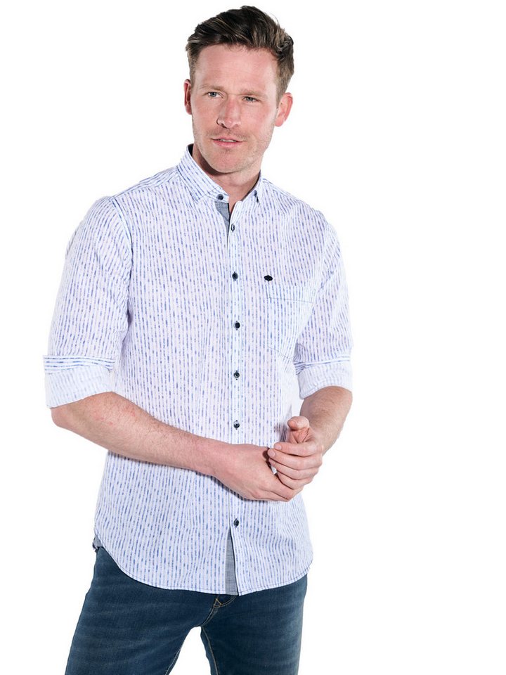 Engbers Langarmhemd engbers Herren Langarm-Hemd gemustert, Mittelblau von Engbers