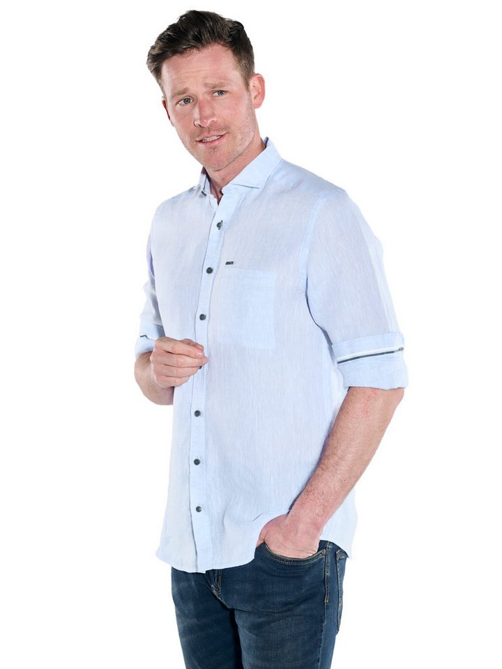 Engbers Langarmhemd engbers Herren Langarm-Hemd aus Leinen, Hellblau von Engbers