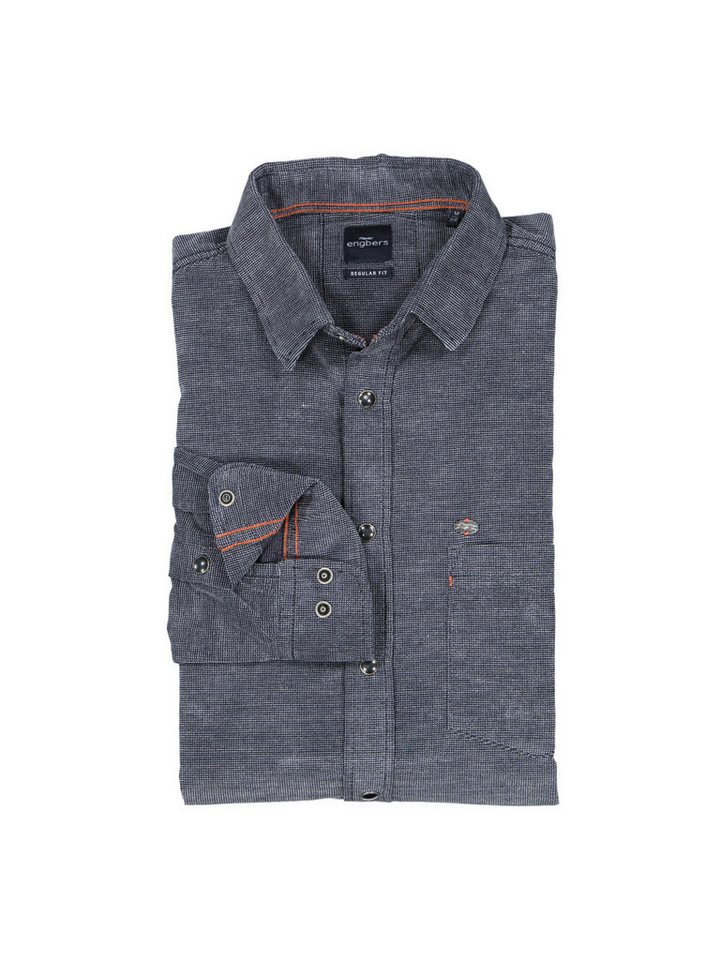 Engbers Langarmhemd engbers Herren Langarm-Hemd strukturiert, Marineblau von Engbers