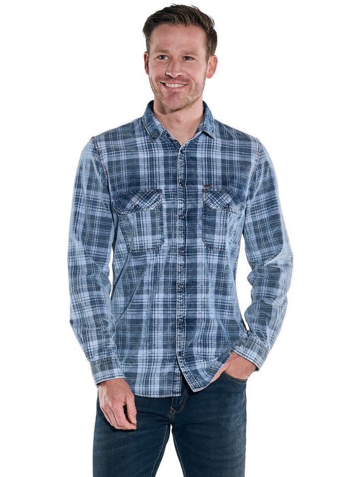 Engbers Langarmhemd engbers Herren Langarm-Hemd aus Babycord, Indigoblau von Engbers