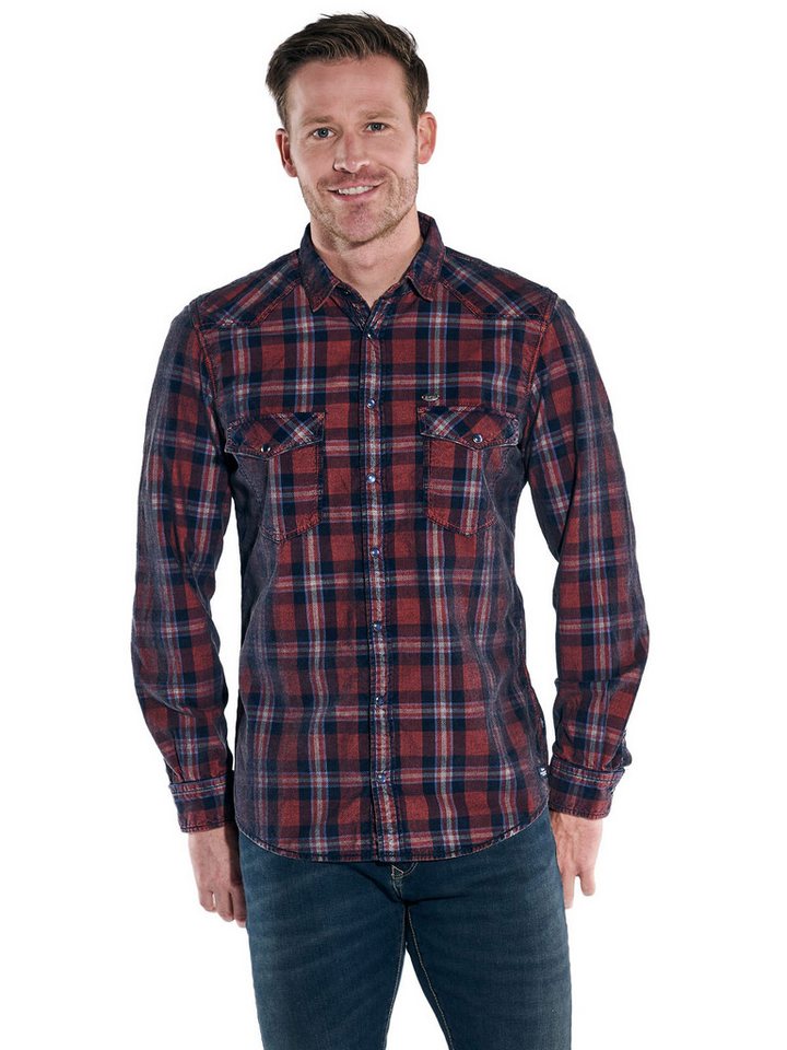 Engbers Langarmhemd engbers Herren Langarm-Hemd kariert, Dunkelorange von Engbers