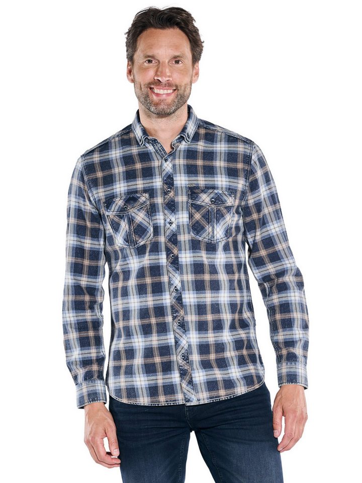 Engbers Langarmhemd engbers Herren Langarm-Hemd kariert, Indigoblau von Engbers