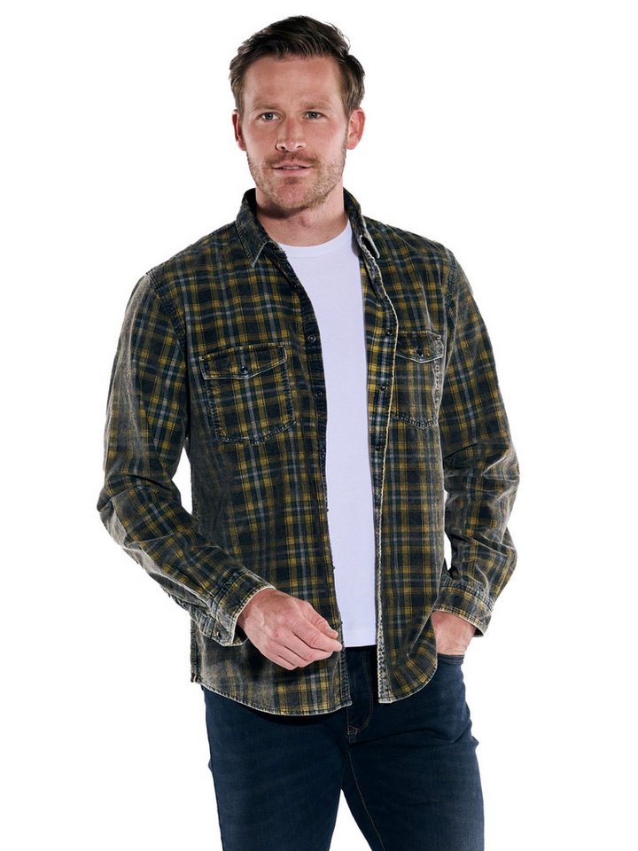 Engbers Langarmhemd engbers Herren Langarm-Hemd kariert, Safrangelb von Engbers
