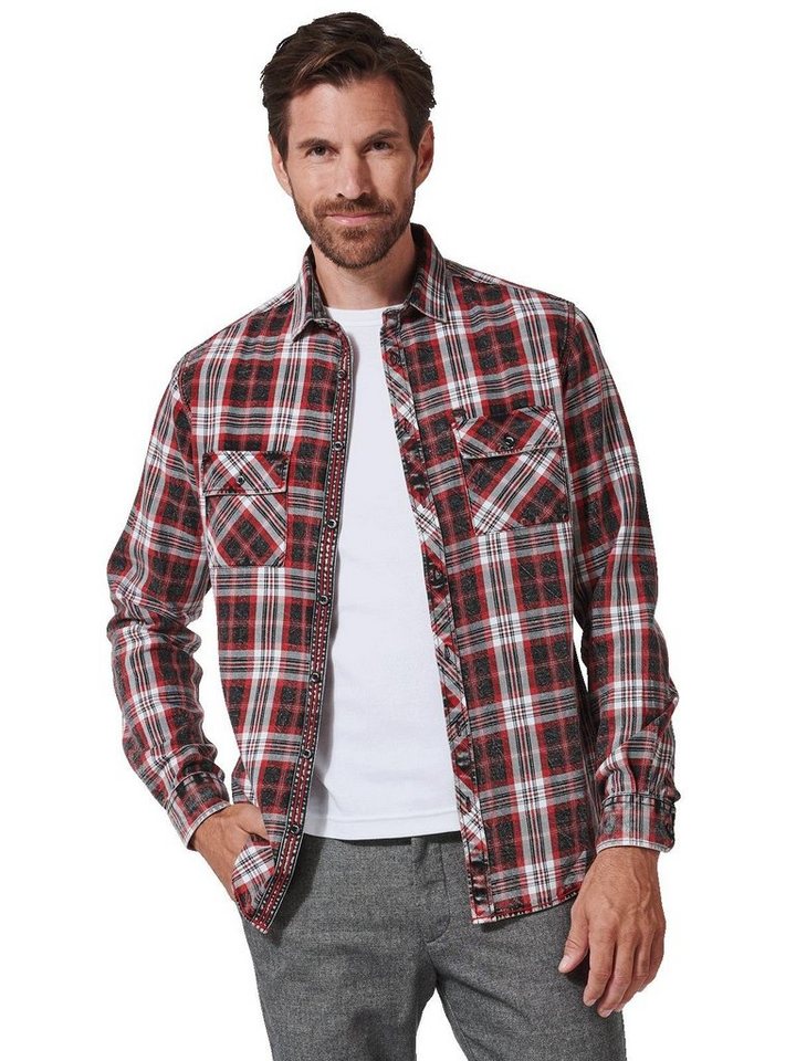 Engbers Langarmhemd engbers Herren Langarm-Hemd kariert, Rot von Engbers