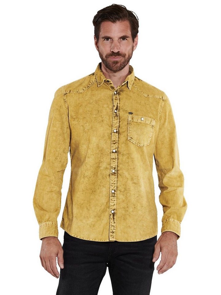 Engbers Langarmhemd engbers Herren Langarm-Hemd uni, Safrangelb von Engbers