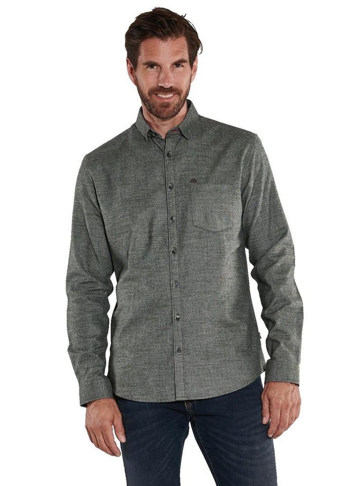 Engbers Langarmhemd engbers Herren Langarm-Hemd uni, Khaki von Engbers