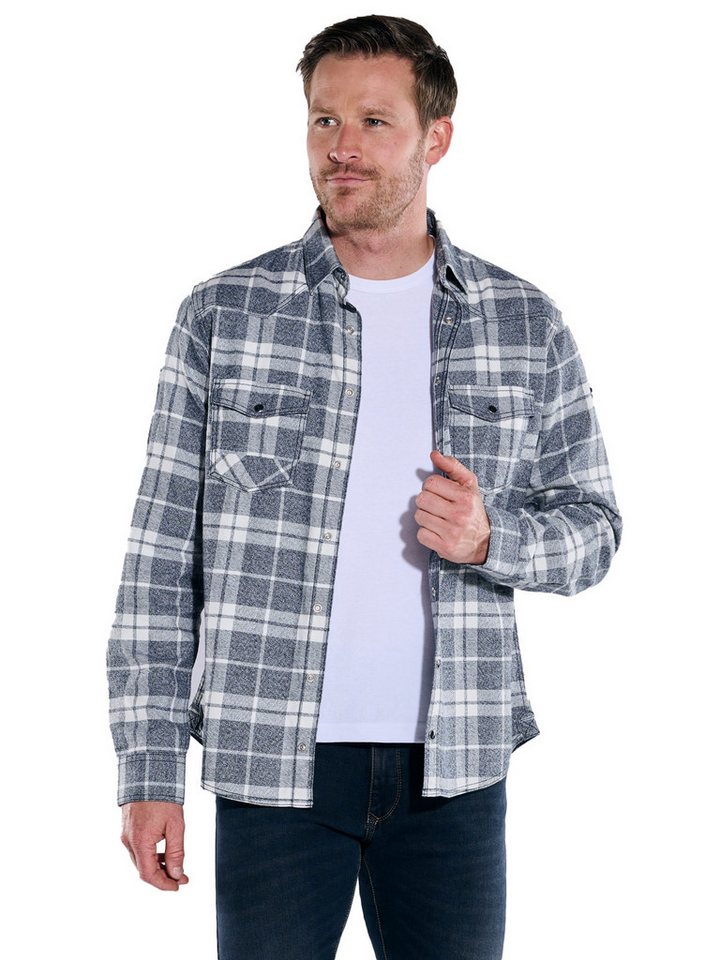 Engbers Langarmhemd engbers Herren Overshirt kariert, Anthrazit von Engbers