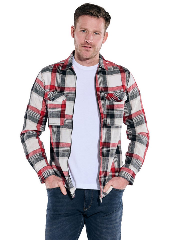 Engbers Langarmhemd engbers Herren Overshirt kariert, Rot von Engbers