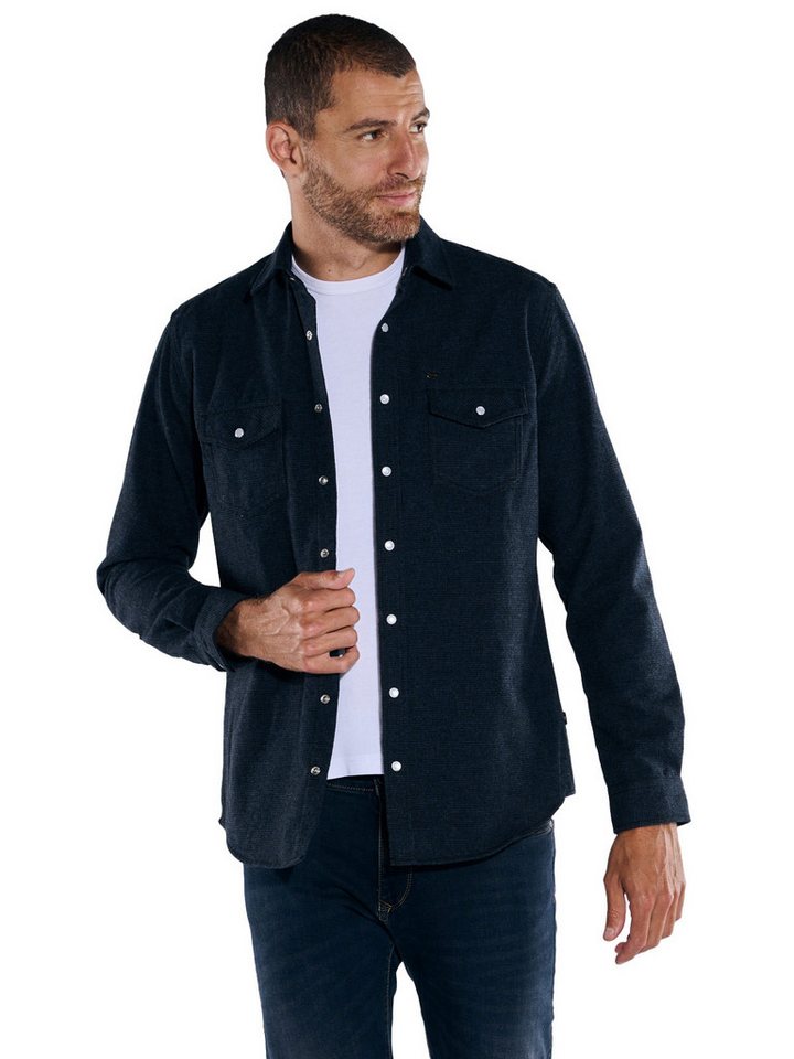 Engbers Langarmhemd engbers Herren Overshirt uni, Saphirblau von Engbers