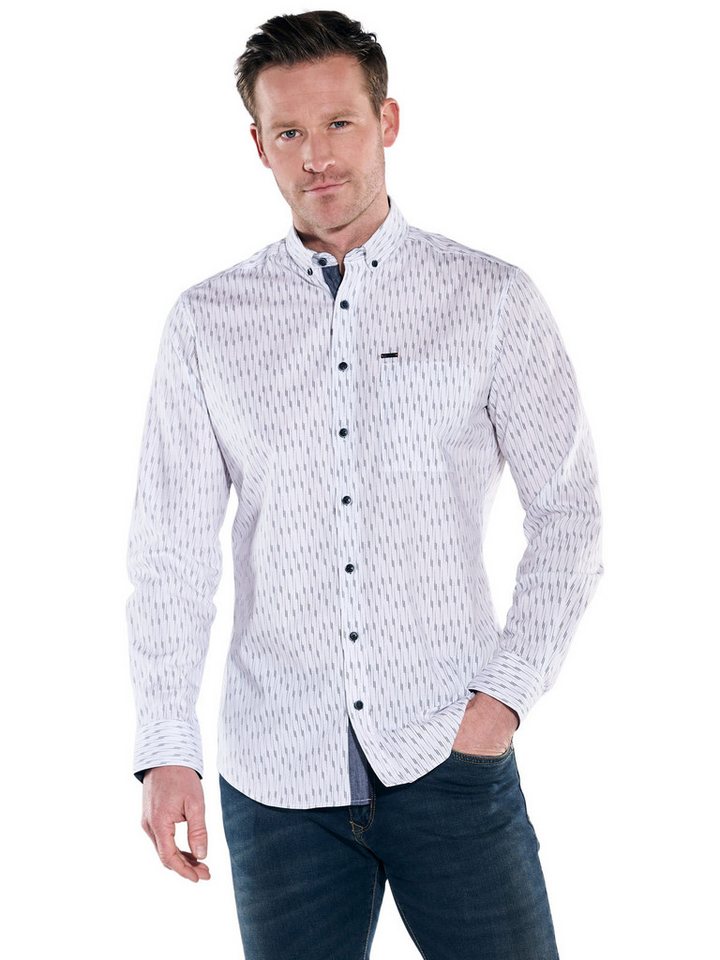 Engbers Langarmhemd engbers Herren Hemd gemustert, Reinweiss von Engbers