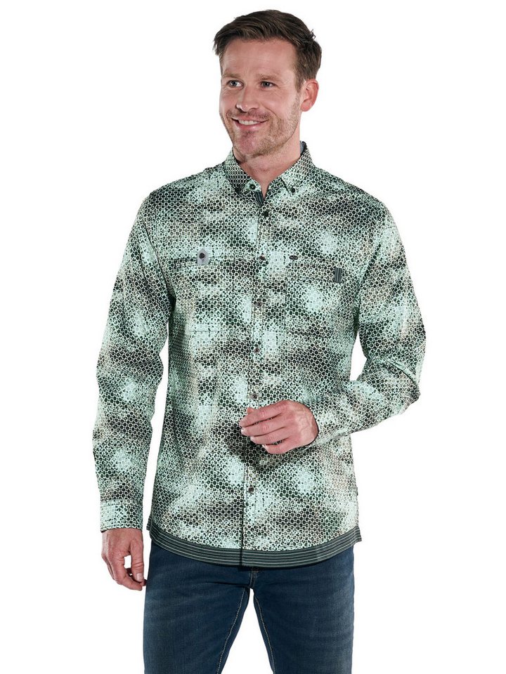 Engbers Langarmhemd engbers Herren Langarm-Hemd gemustert, Dunkelgruen von Engbers