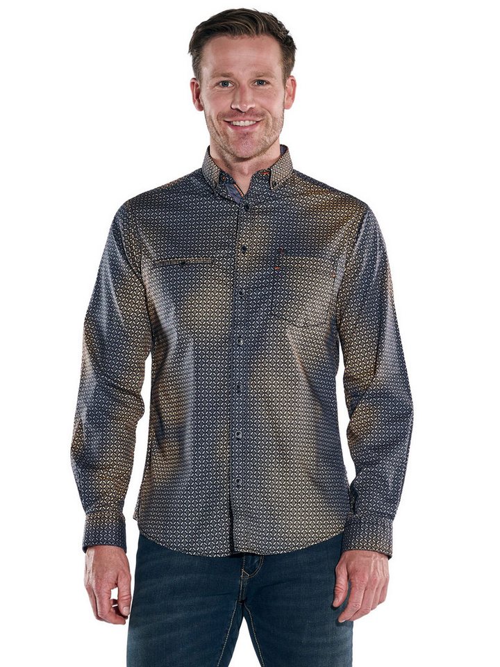 Engbers Langarmhemd engbers Herren Langarm-Hemd gemustert, Orange von Engbers