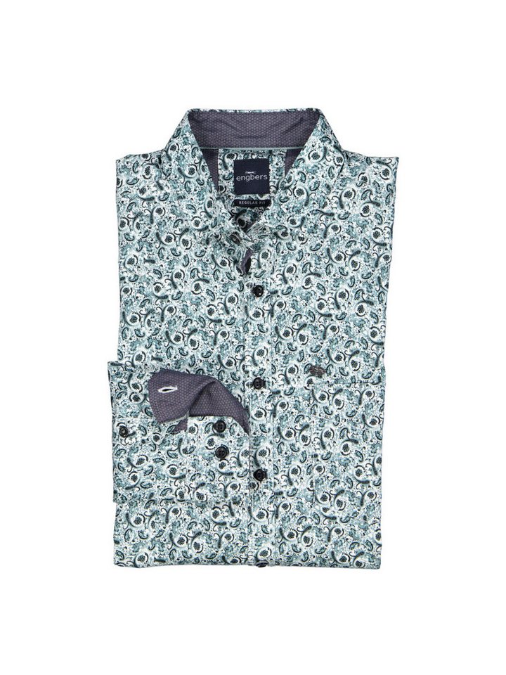 Engbers Langarmhemd engbers Herren Langarm-Hemd gemustert, Petrolgruen von Engbers