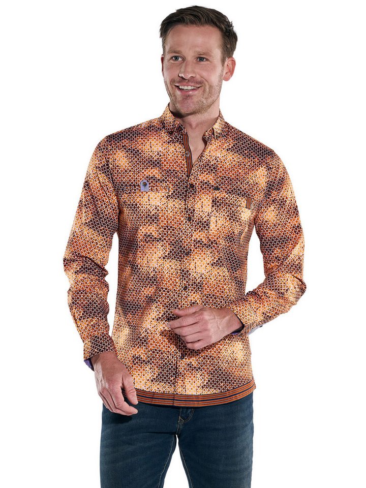 Engbers Langarmhemd engbers Herren Langarm-Hemd gemustert, Rostorange von Engbers