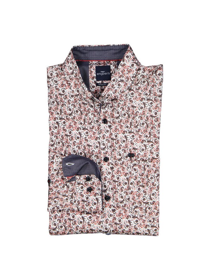 Engbers Langarmhemd engbers Herren Langarm-Hemd gemustert, Rot von Engbers