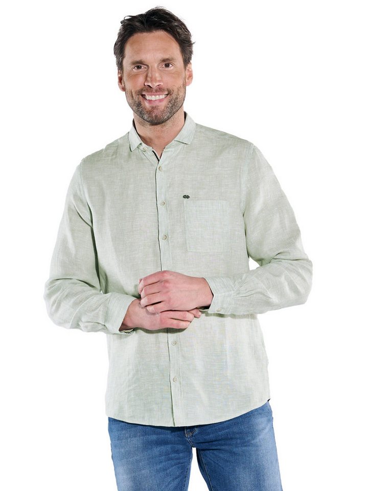 Engbers Langarmhemd engbers Herren Langarm-Hemd aus Leinen, Hellgruen von Engbers