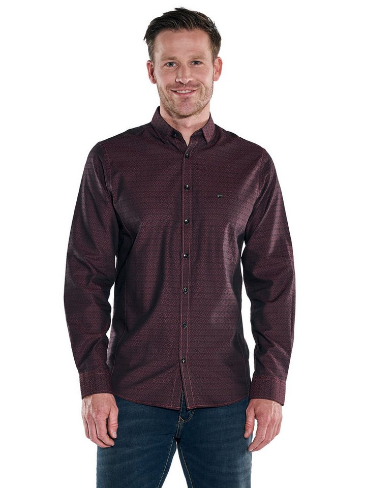 Engbers Langarmhemd engbers Herren Langarm-Hemd gemustert, Bordeaux von Engbers