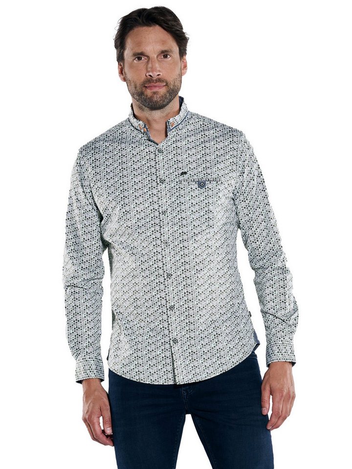 Engbers Langarmhemd engbers Herren Langarm-Hemd gemustert, Gruen von Engbers