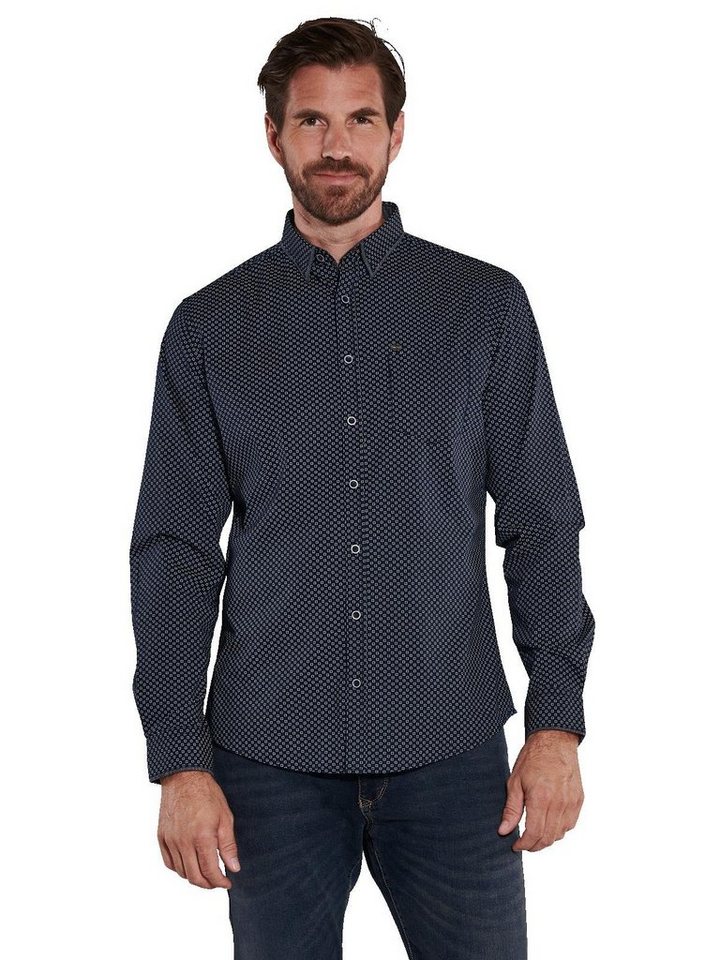 Engbers Langarmhemd engbers Herren Langarm-Hemd gemustert, Marineblau von Engbers