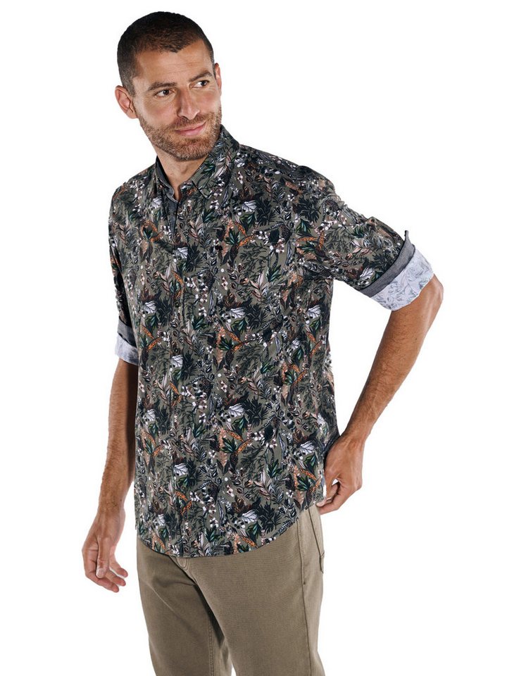 Engbers Langarmhemd engbers Herren Langarm-Hemd gemustert, Oliv von Engbers