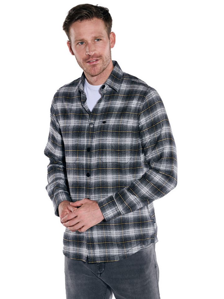 Engbers Langarmhemd engbers Herren Langarm-Hemd gemustert, Schwarz von Engbers