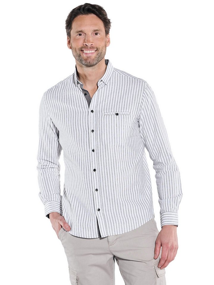 Engbers Langarmhemd engbers Herren Langarm-Hemd gestreift, Oliv von Engbers