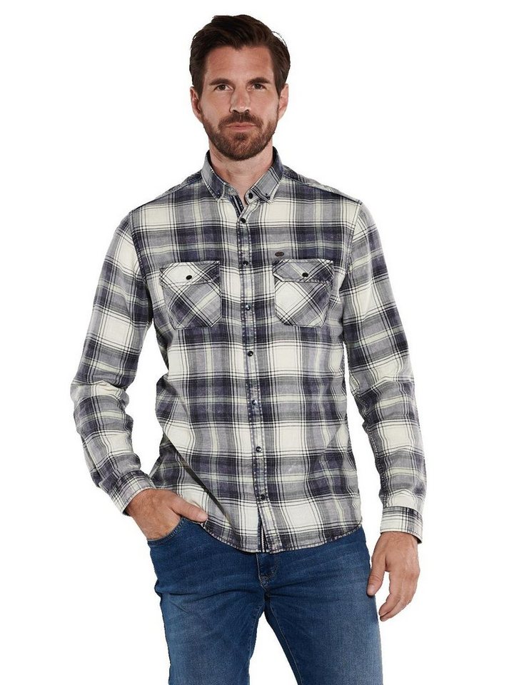 Engbers Langarmhemd engbers Herren Langarm-Hemd kariert, Indigoblau von Engbers