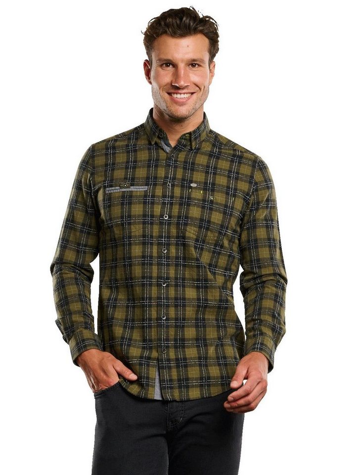 Engbers Langarmhemd engbers Herren Langarm-Hemd kariert, Khaki von Engbers