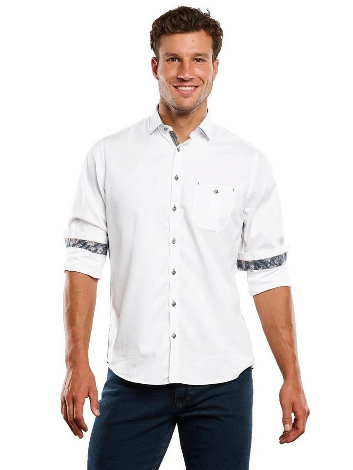 Engbers Langarmhemd engbers Herren Langarm-Hemd mit Galonstreifen, Reinweiss von Engbers