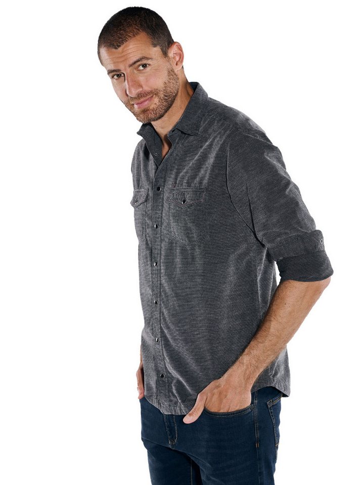 Engbers Langarmhemd engbers Herren Langarm-Hemd uni, Schwarz von Engbers