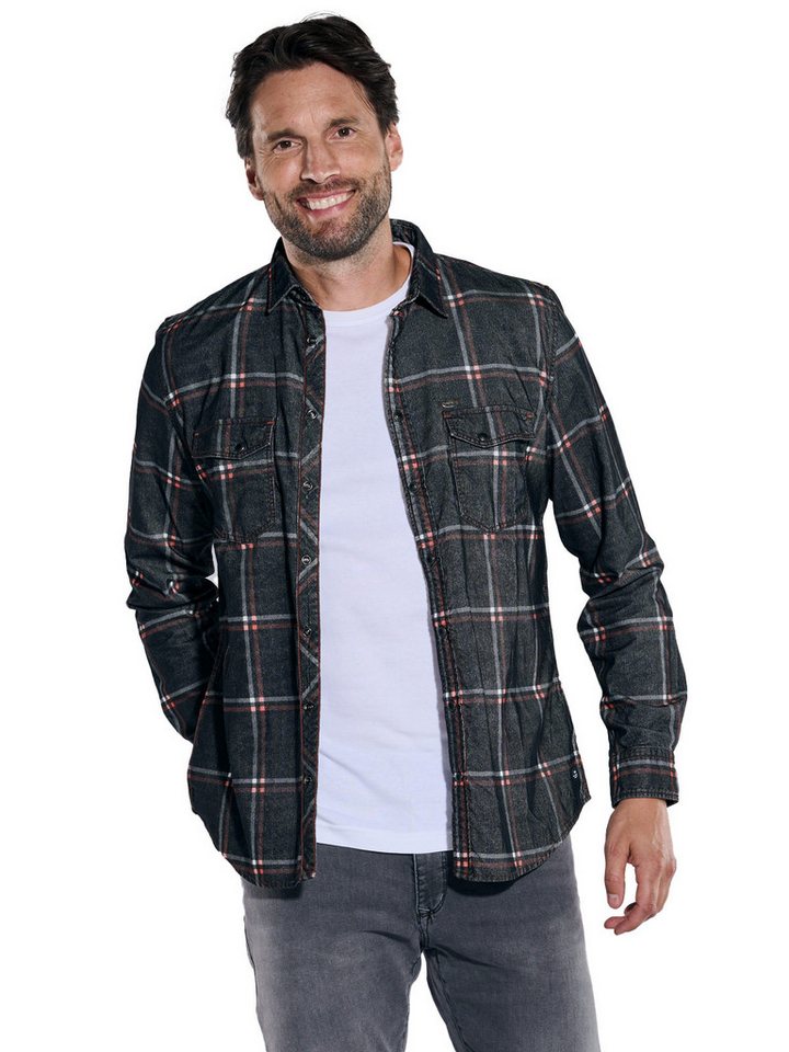 Engbers Langarmhemd engbers Herren Overshirt kariert, Anthrazit von Engbers