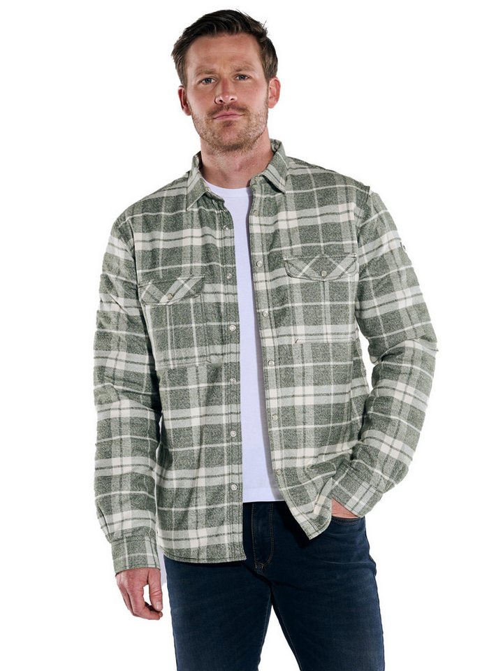 Engbers Langarmhemd engbers Herren Overshirt kariert, Khaki von Engbers